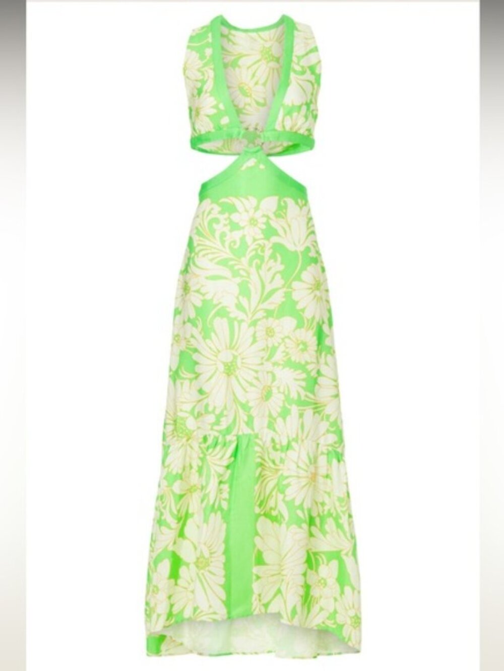SANDRO Ludmila Cutout Floral Linen Satin-twill Maxi Dress $490 Summer Party 10 L - Picture 13 of 16